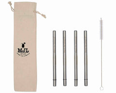 Short 5 3/4" Safer Rounded End Stainless Steel Straw for Half Pint Mason Jars