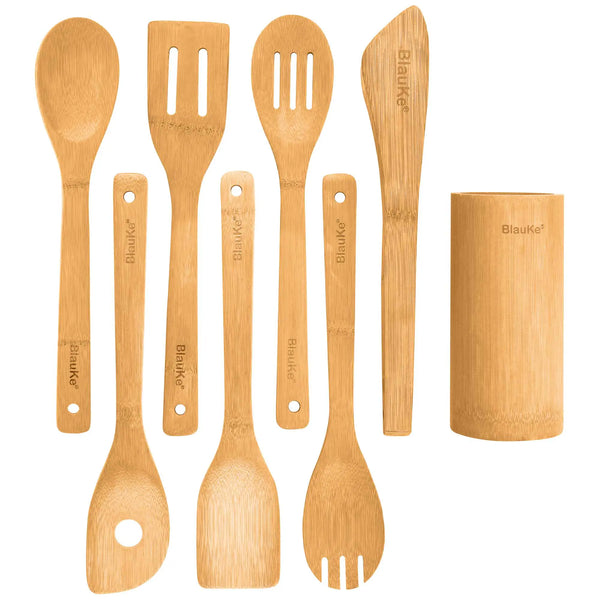 8-Piece Bamboo Kitchen Utensil Set – Wooden Cooking Tools