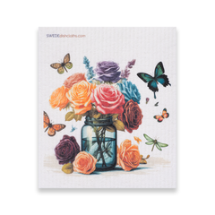 Eco-Friendly Swedish Dishcloths - Mixed Roses Set of 3 (Paper Towel Replacements, One of Each Design)