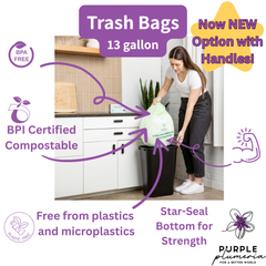 Compostable Kitchen Garbage Bags – 13 Gallon & 3 Gallon Sizes. Durable & Leak Proof